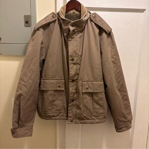 Men's vintage JC Penny Tan hooded zip up Jacket size Large